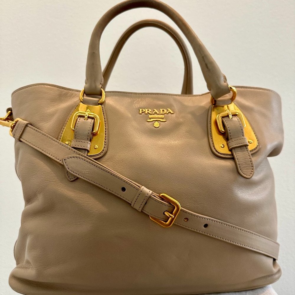 Prada Soft Calf Leather Tote Bag BN1902 – Beige